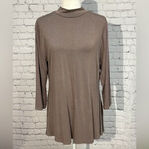 H by Halston Taupe Long Sleeve Top